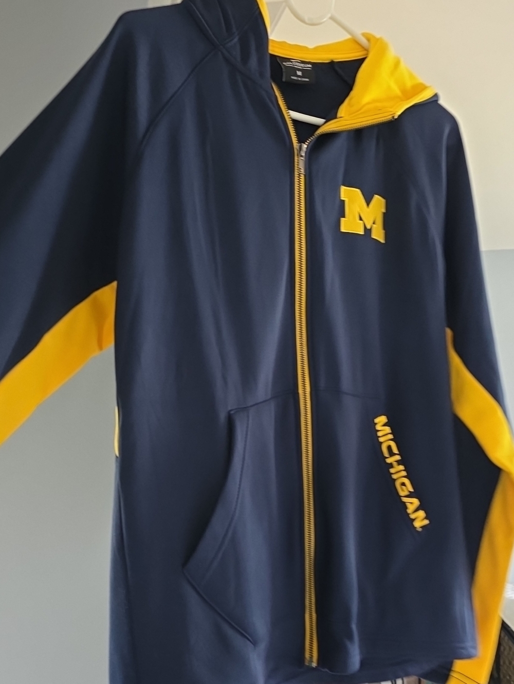 Colosseum Michigan Navy and Yellow Zip-Up Hoodie